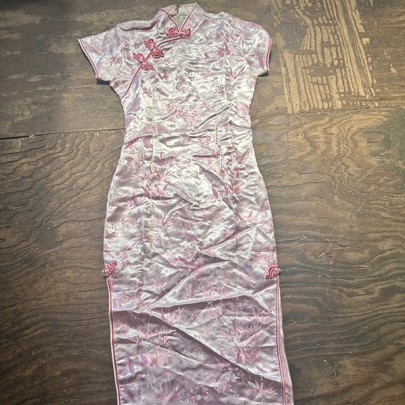 Chinese Pink Silk Dress Size: S, 0-2